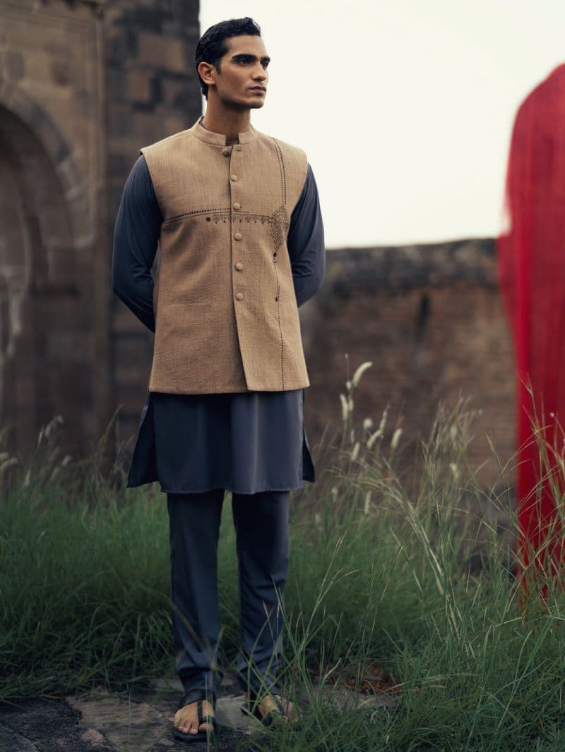 Beige-Brown Formal Waistcoat thumbnail