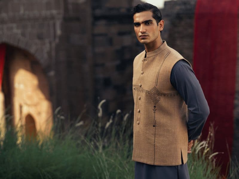 Beige-Brown Formal Waistcoat thumbnail