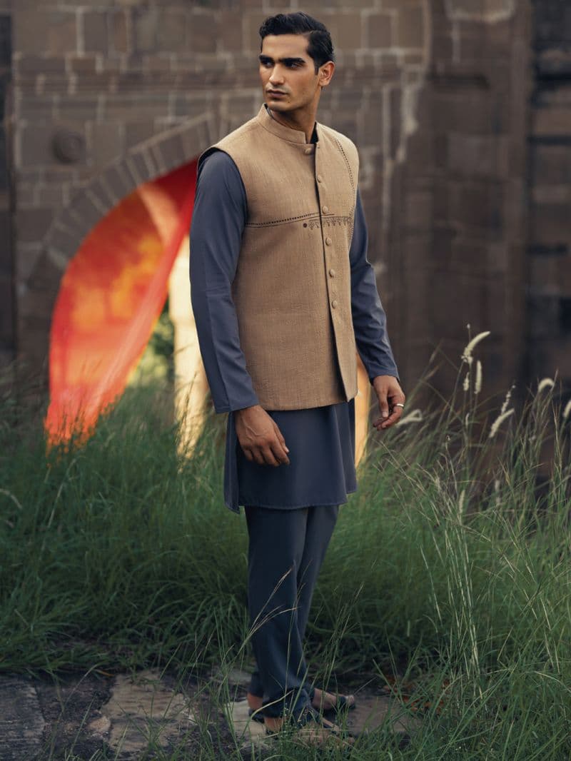 Beige-Brown Formal Waistcoat thumbnail