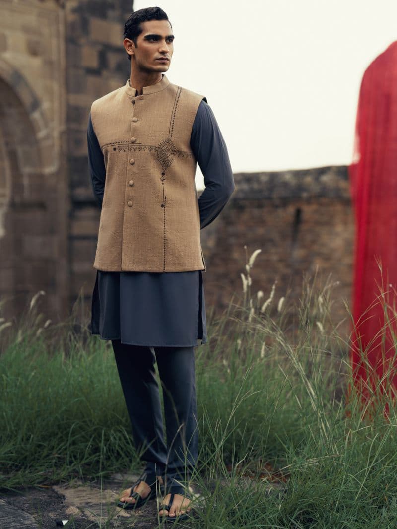 Beige-Brown Formal Waistcoat thumbnail
