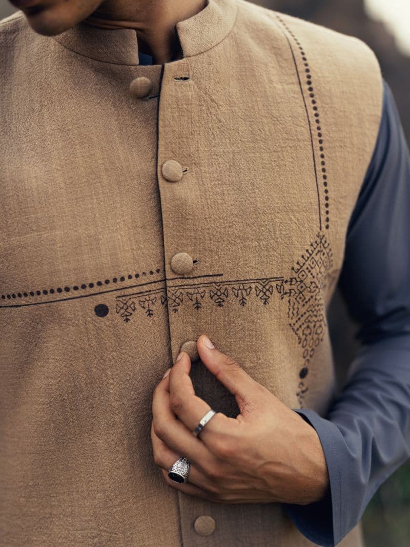 Beige-Brown Formal Waistcoat thumbnail