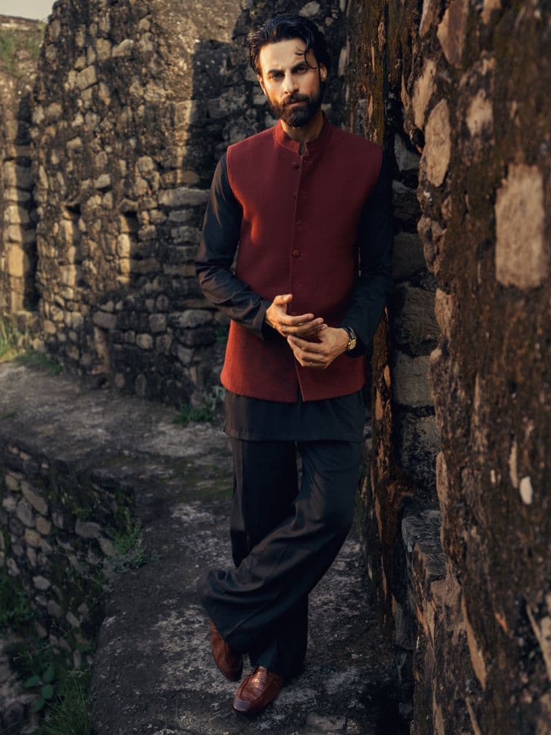 Black Maroon Formal Waistcoat thumbnail