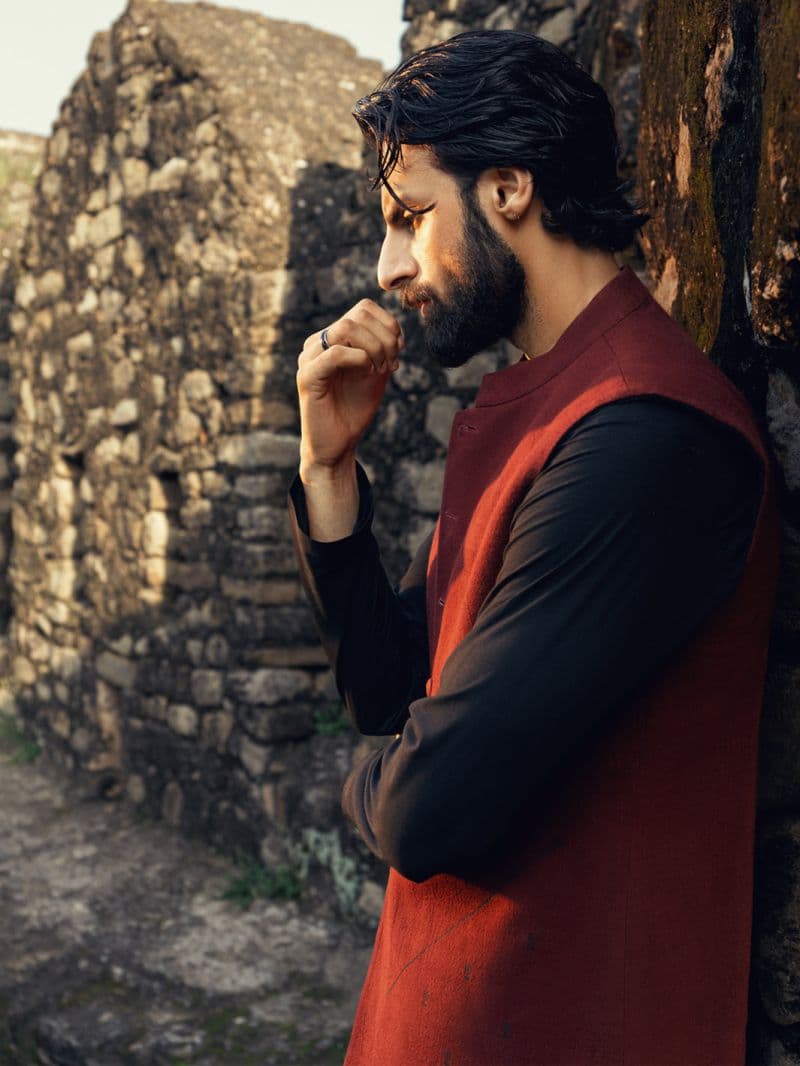 Black Maroon Formal Waistcoat thumbnail