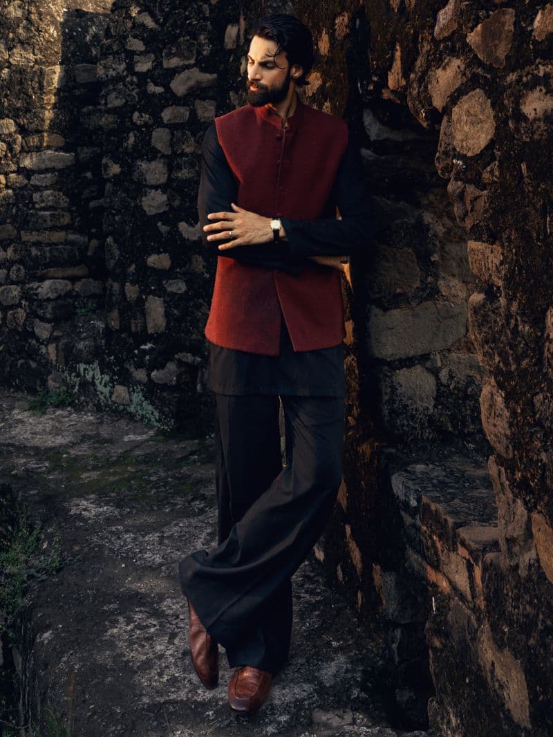 Black Maroon Formal Waistcoat thumbnail