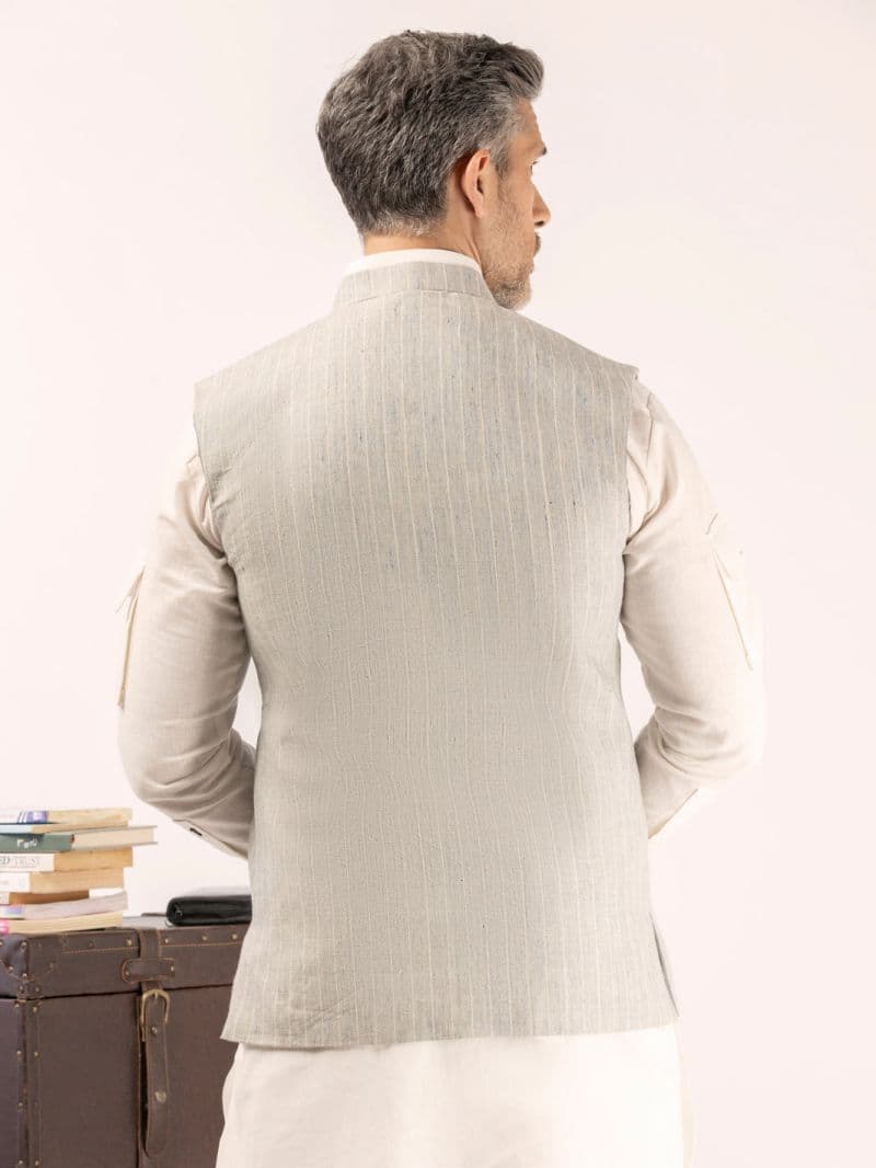 Grey Linen Waistcoat thumbnail