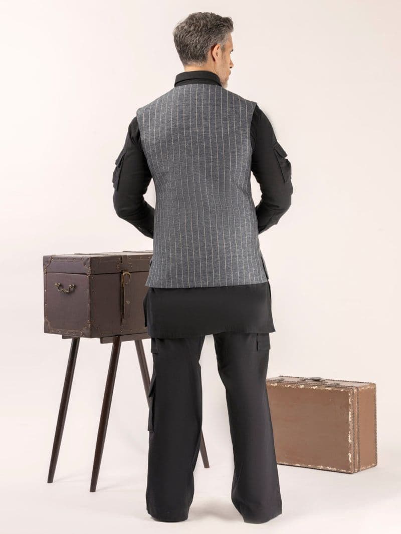 Blue Linen Waistcoat thumbnail