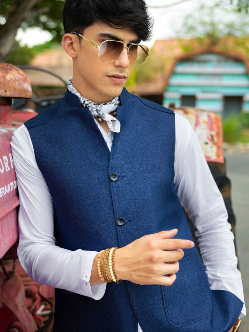 Blue Polyester Waistcoat thumbnail