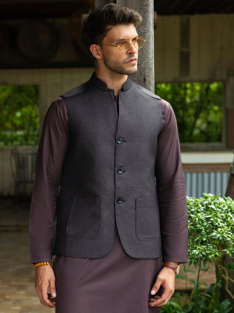 Dark Brown Polyester Waistcoat thumbnail