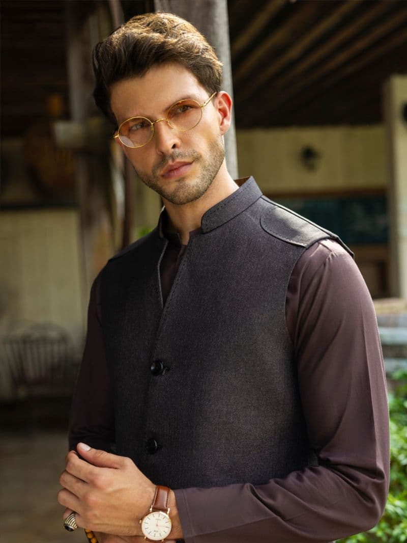 Dark Brown Polyester Waistcoat thumbnail