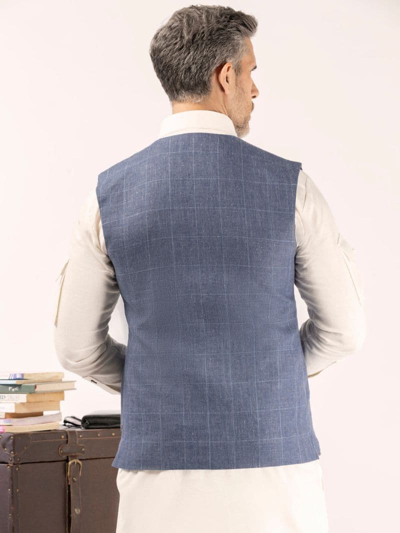Blue Linen Waistcoat thumbnail