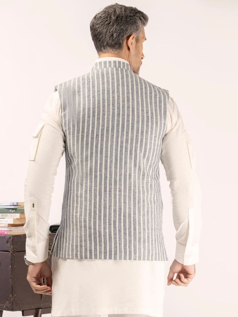 Blue Linen Waistcoat
