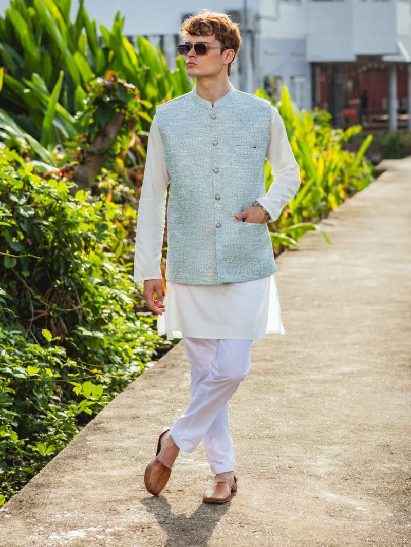 Sea Green Blended Waistcoat