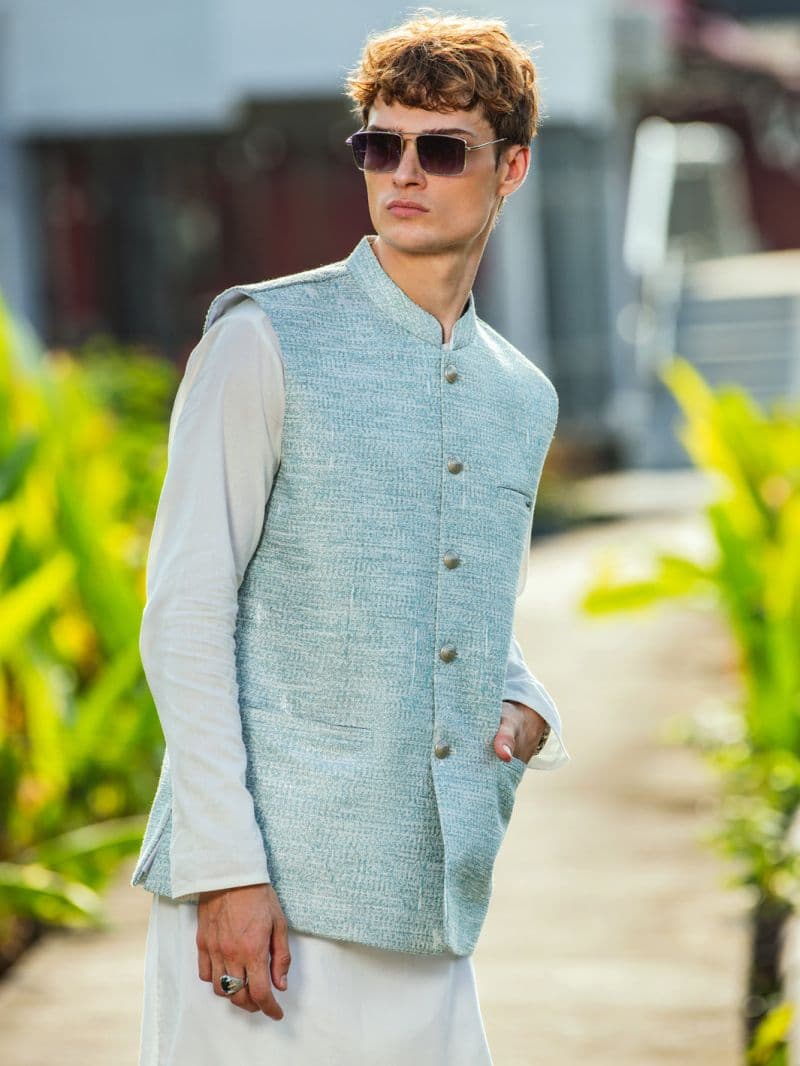Sea Green Blended Waistcoat