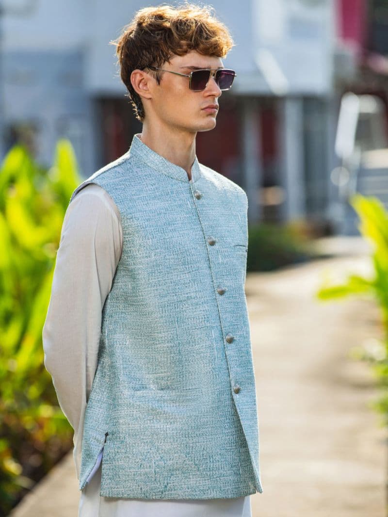 Sea Green Blended Waistcoat