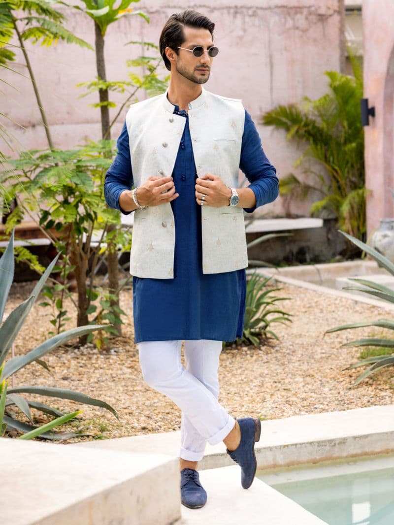 Light Blue Blended Waistcoat