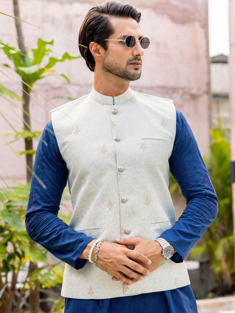 Light Blue Blended Waistcoat