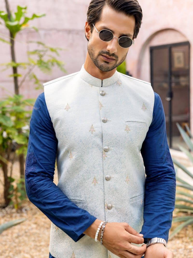 Light Blue Blended Waistcoat