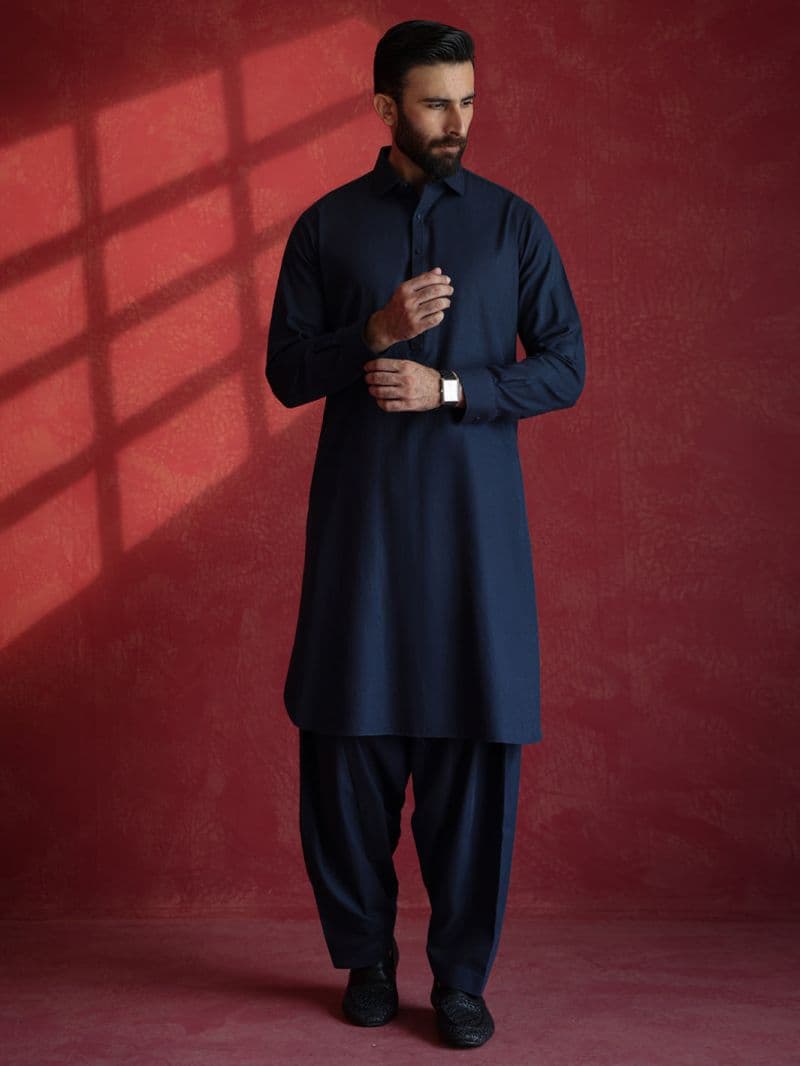 Navy Blue Kameez Shalwar