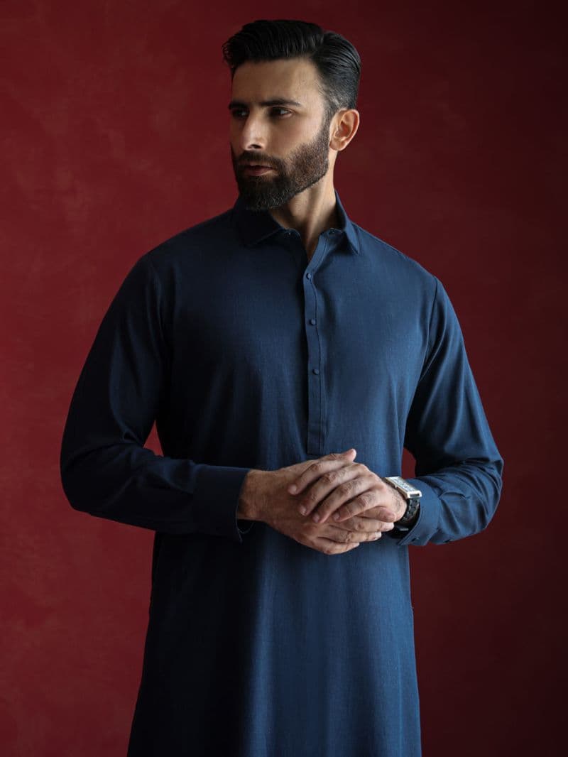 Navy Blue Kameez Shalwar
