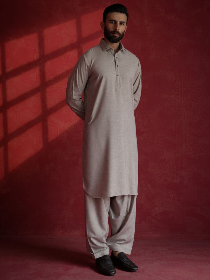 Sand Brown Kameez Shalwar