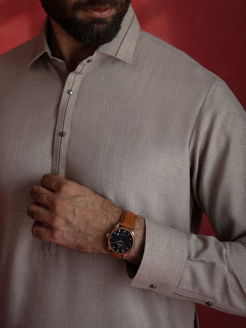Sand Brown Kameez Shalwar