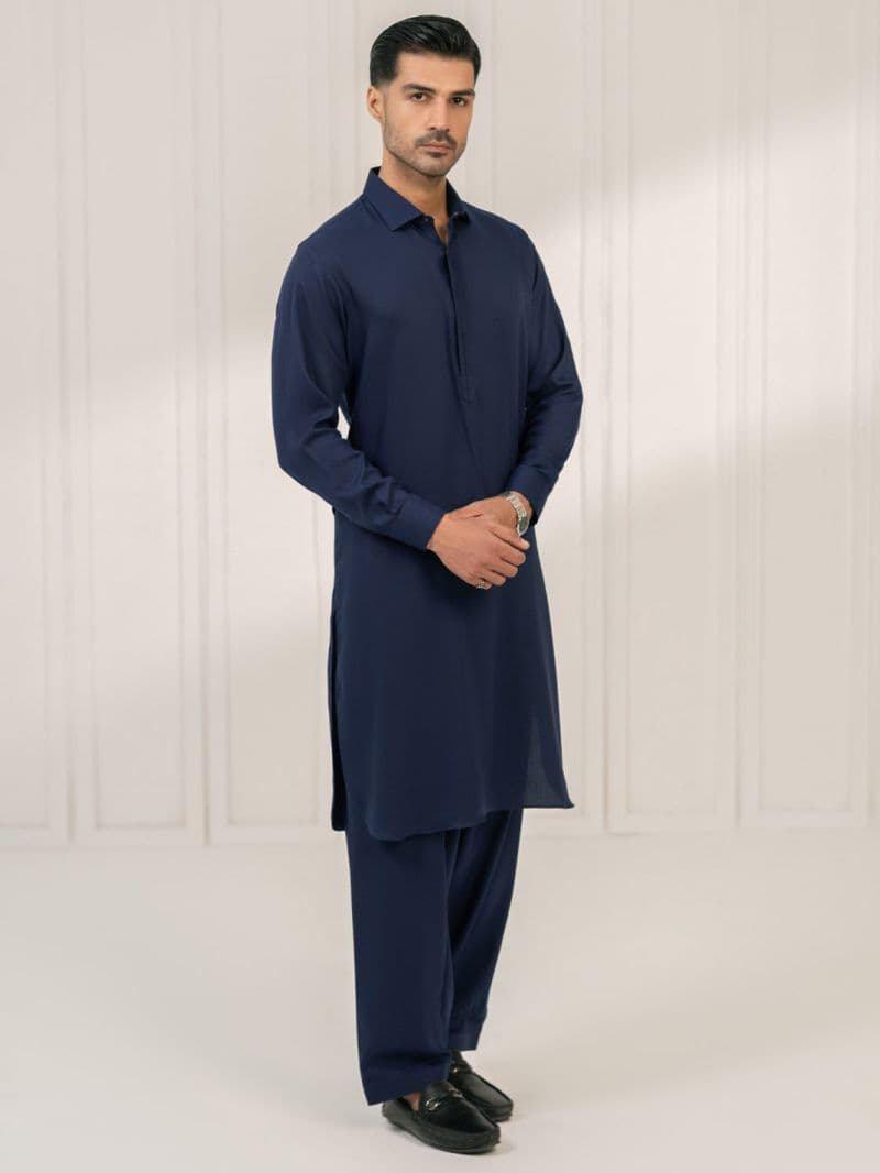 Navy Blue Kameez Shalwar
