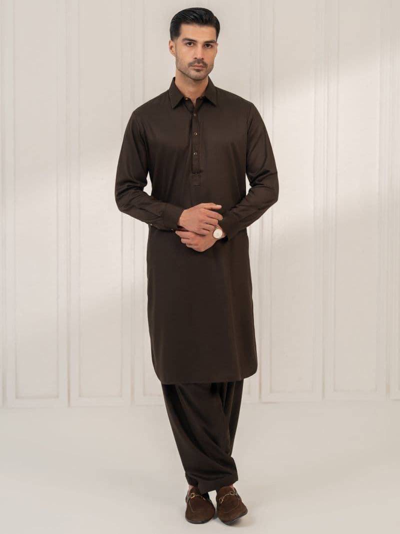 Dark Brown Kameez Shalwar thumbnail