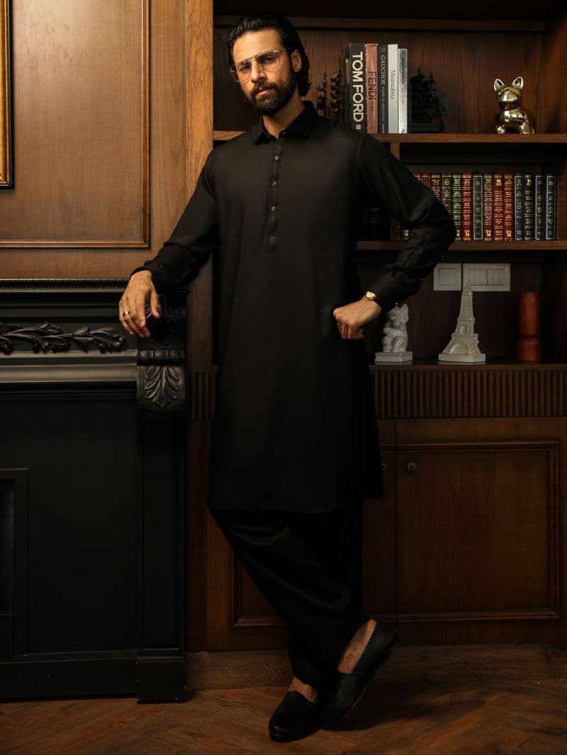 Black Cut & Sew Kameez Shalwar thumbnail