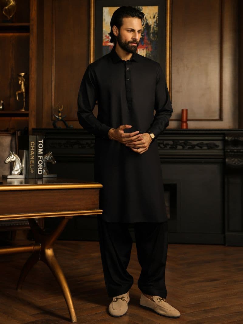 Navy Blue Cuts & Sew Kameez Shalwar thumbnail