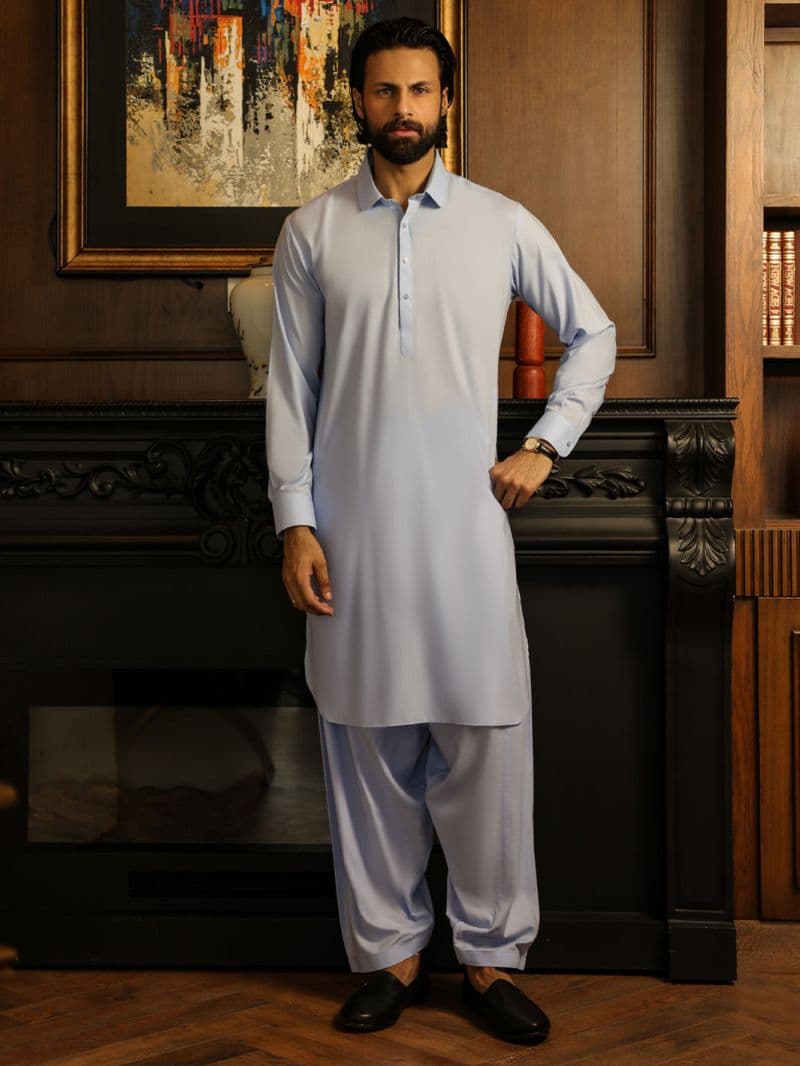 Light Blue Cut & Sew Kameez Shalwar thumbnail