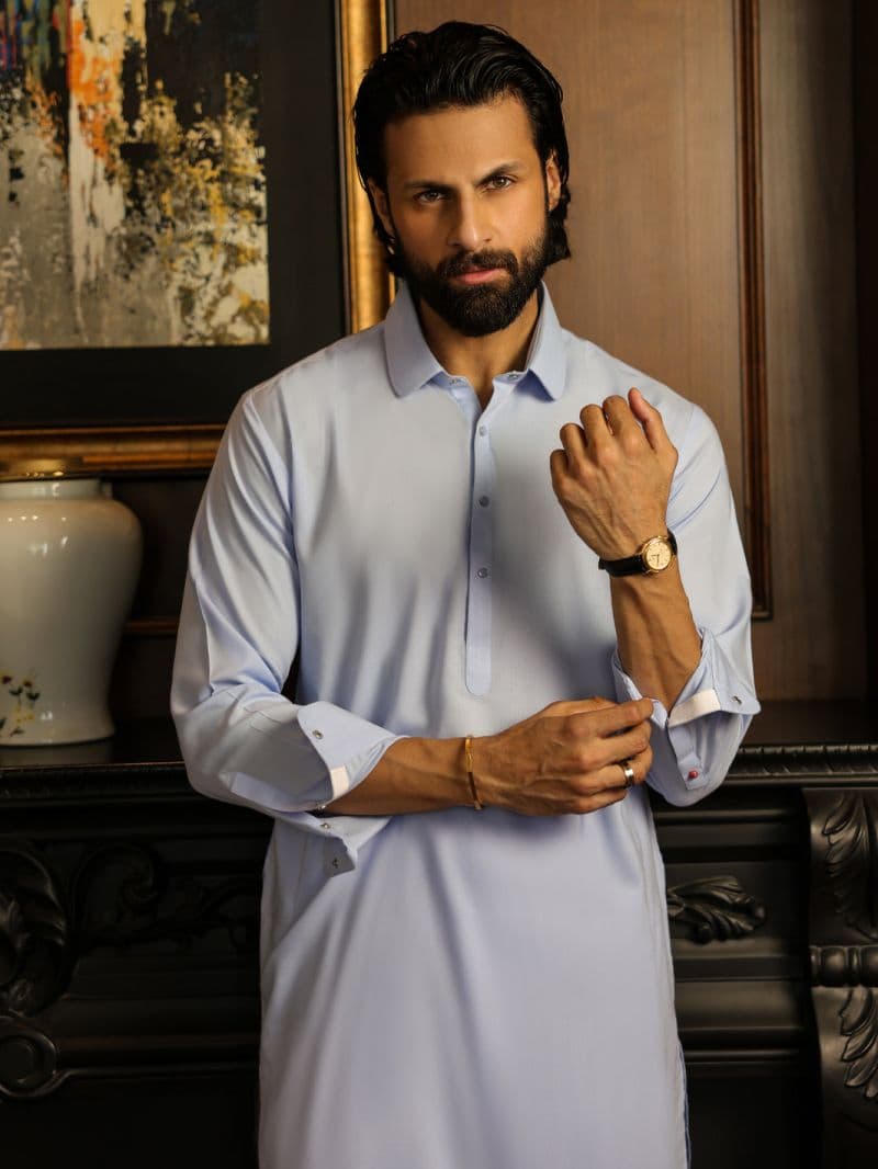 Light Blue Cut & Sew Kameez Shalwar thumbnail