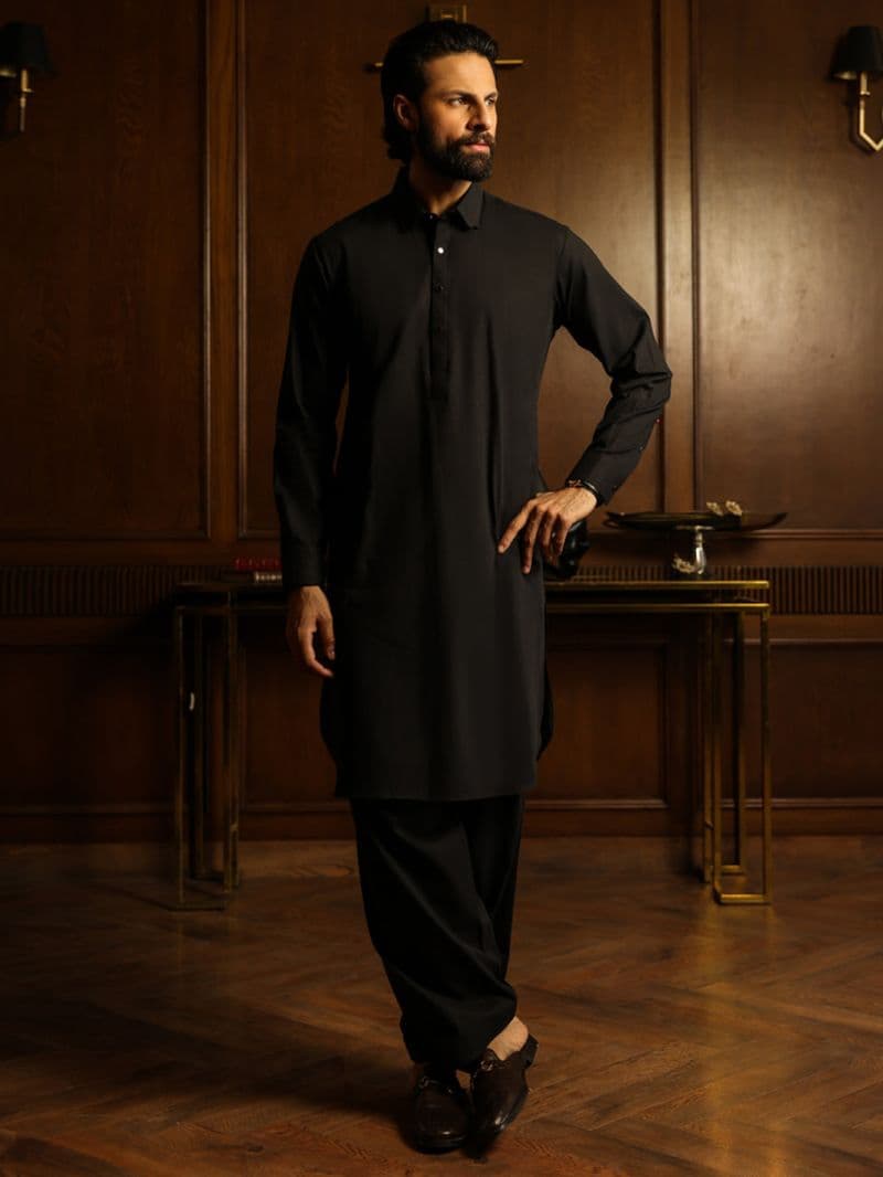 Black Cut & Sew Kameez Shalwar thumbnail
