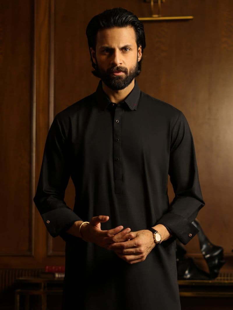 Black Cut & Sew Kameez Shalwar thumbnail