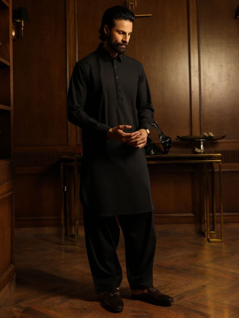 Black Cut & Sew Kameez Shalwar thumbnail