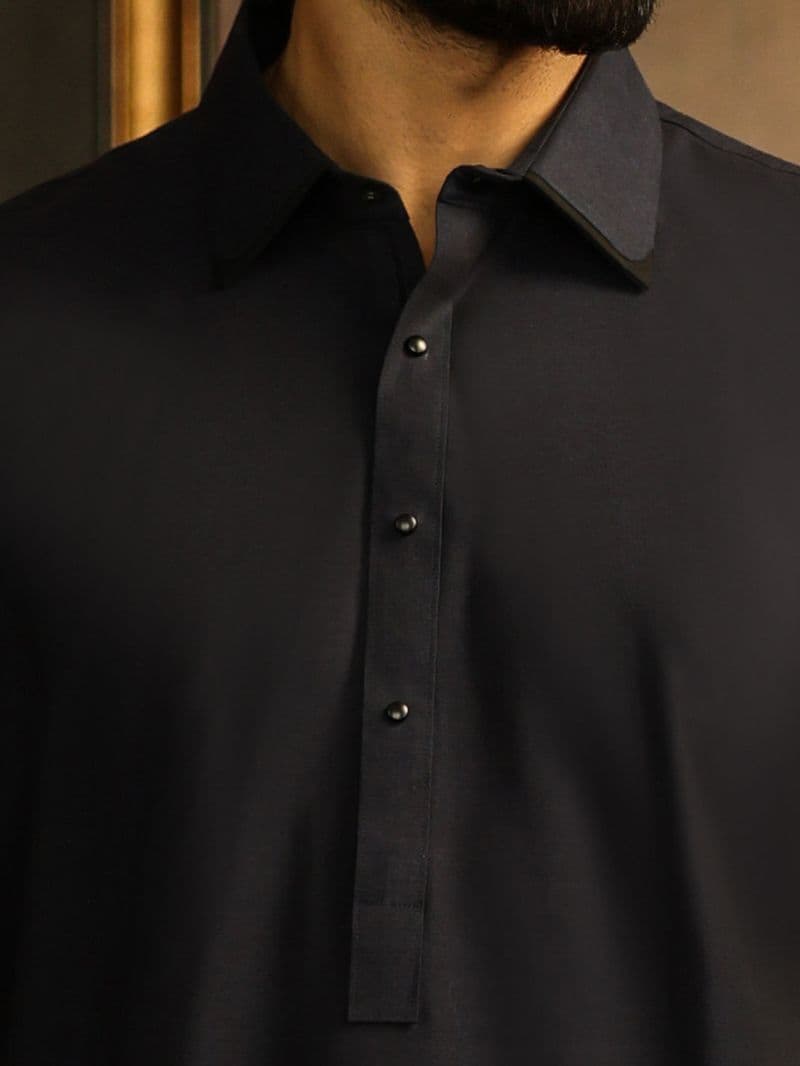 Navy Blue Cut & Sew Kameez Shalwar thumbnail