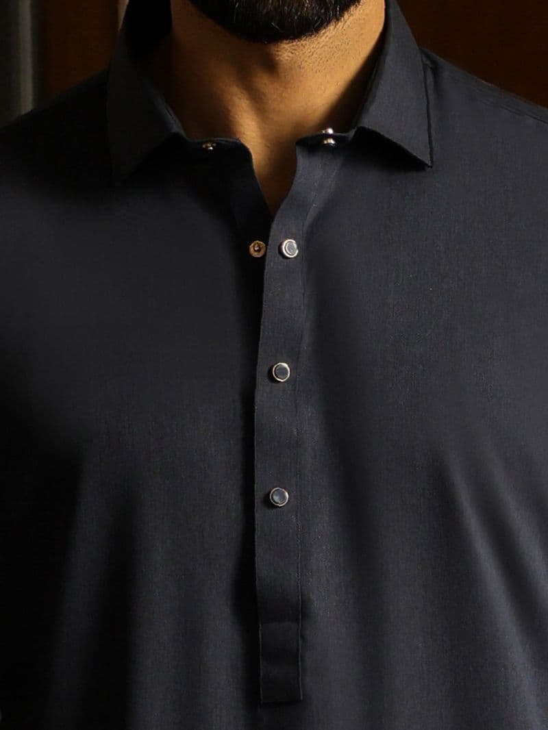 Navy Blue Cut & Sew Kameez Shalwar thumbnail