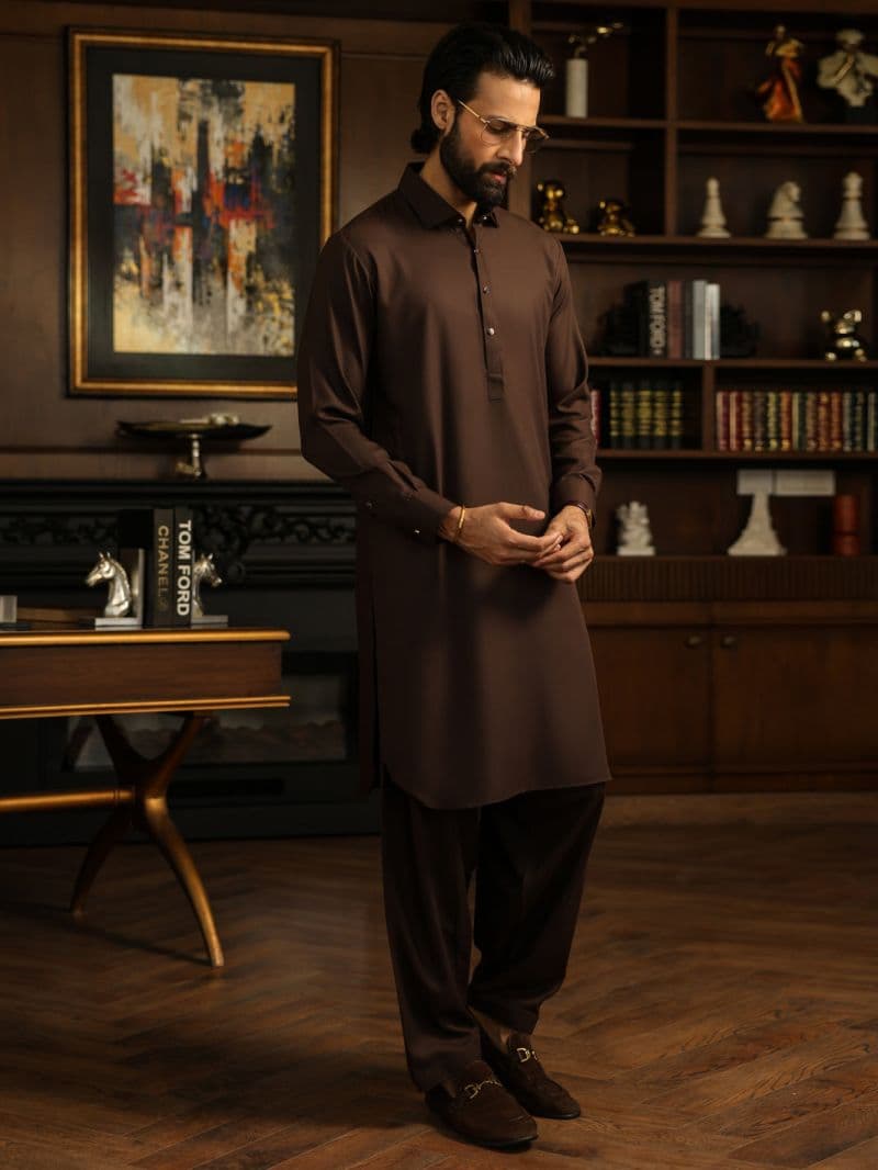 Brown Cut & Sew Kameez Shalwar thumbnail
