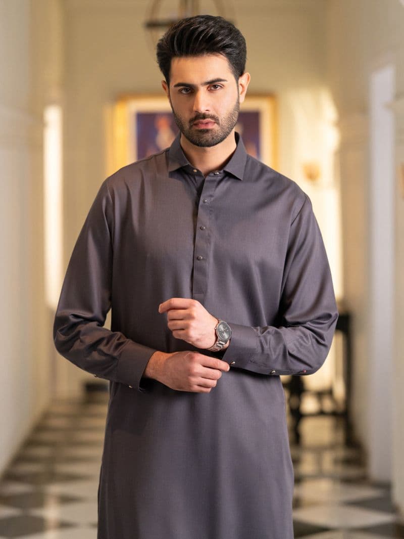 Grey Cut & Sew Kameez Shalwar