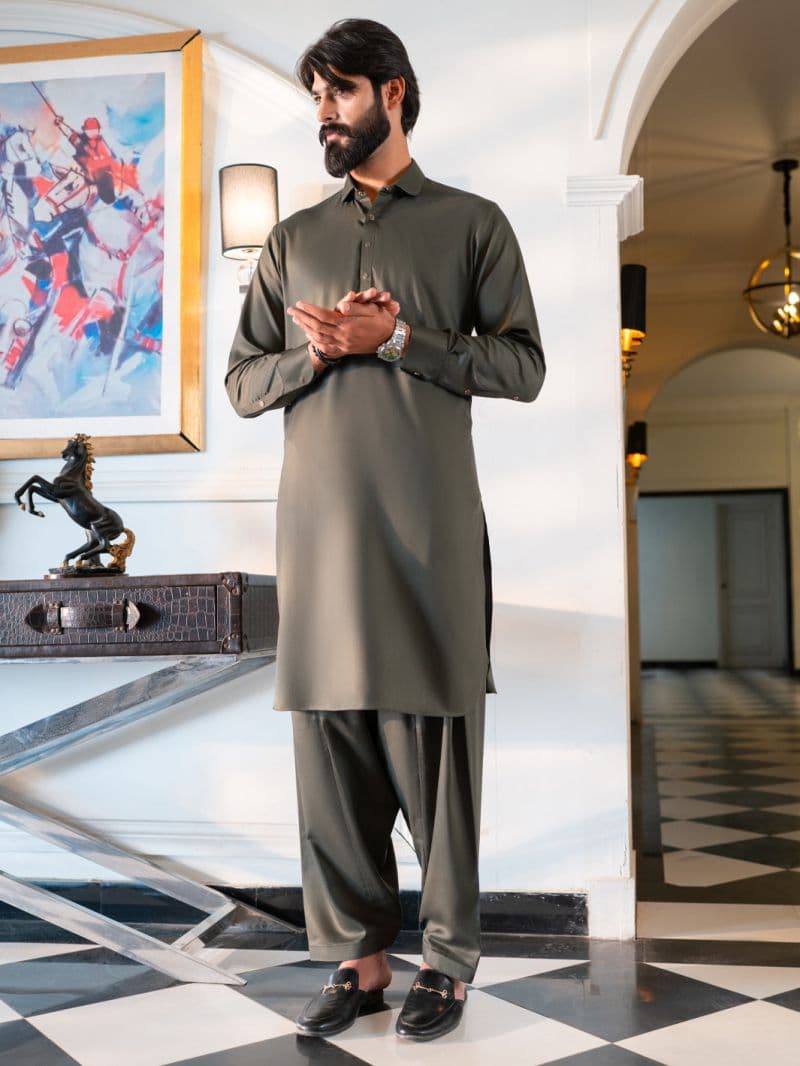 Olive Cut & Sew Kameez Shalwar