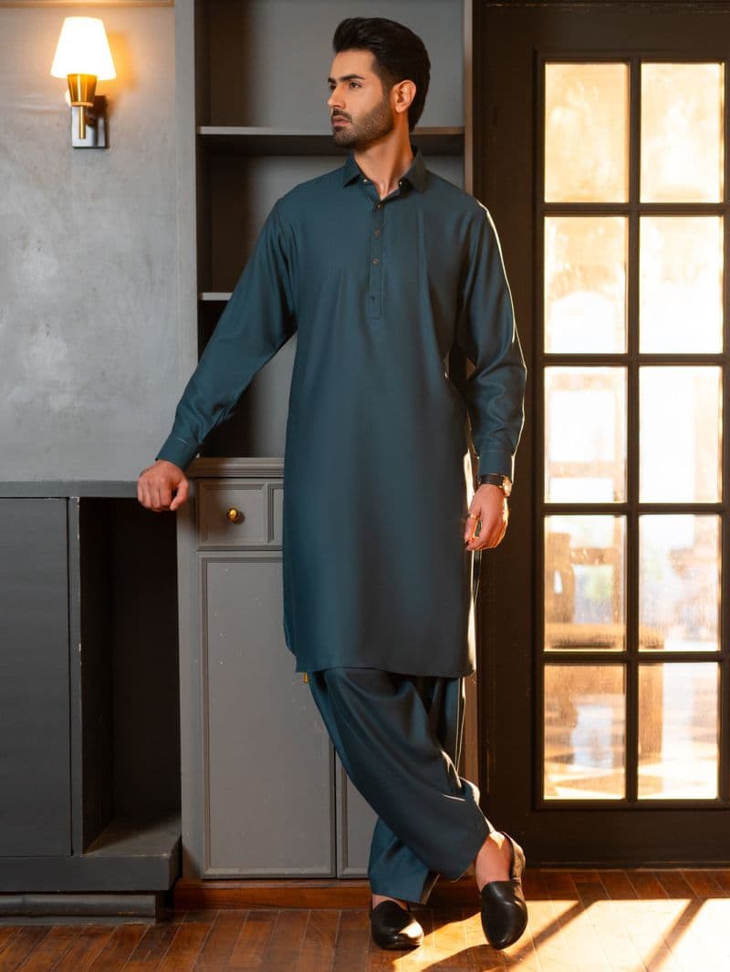 Teal Cut & Sew Kameez Shalwar