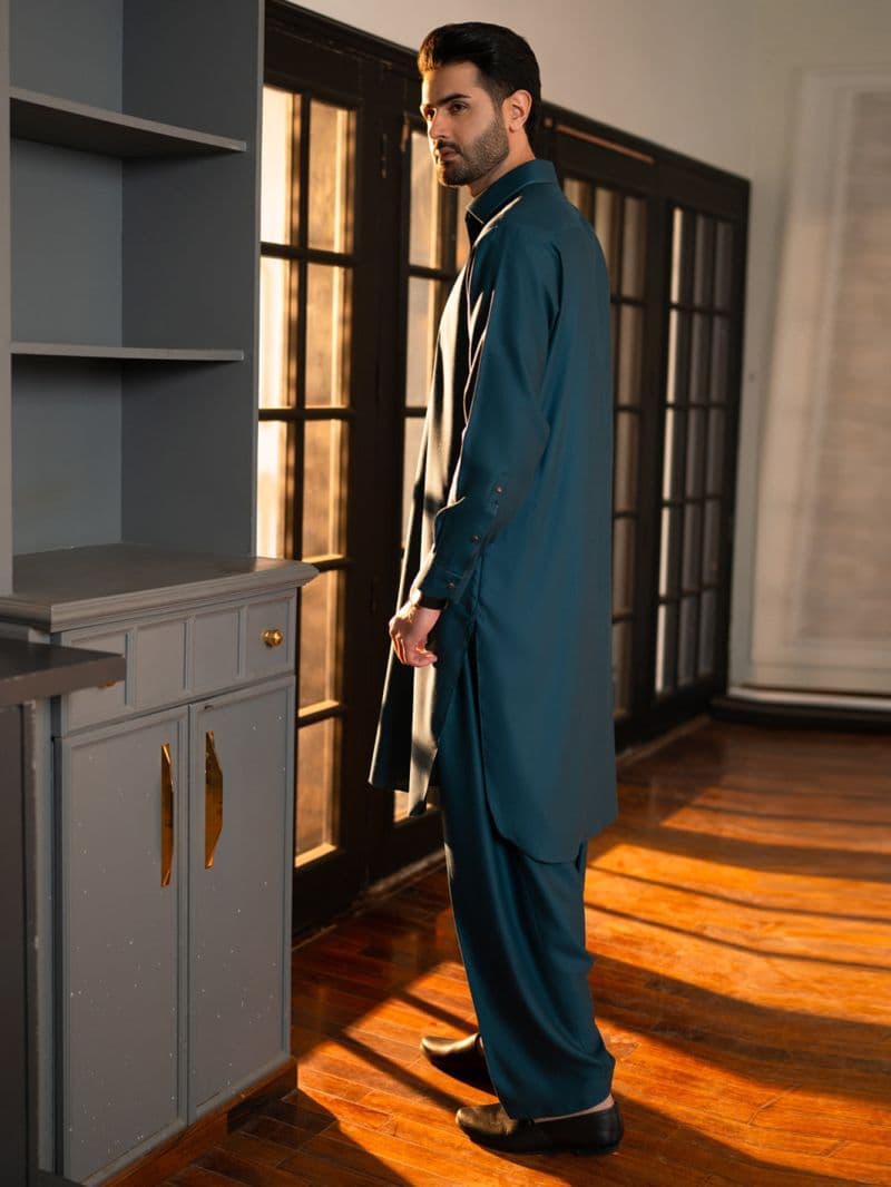 Teal Cut & Sew Kameez Shalwar