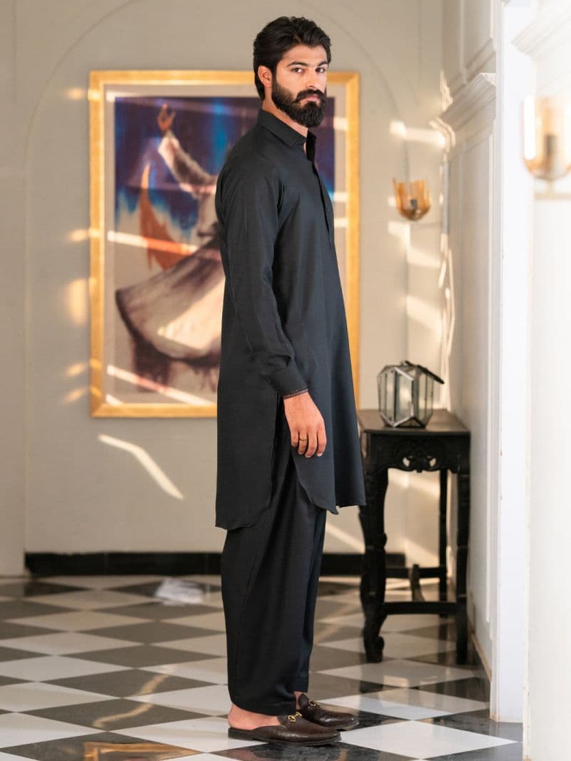 Black Cut & Sew Kameez Shalwar thumbnail