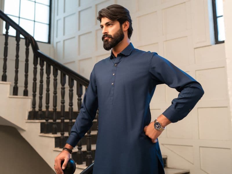 Blue Cut & Sew Kameez Shalwar