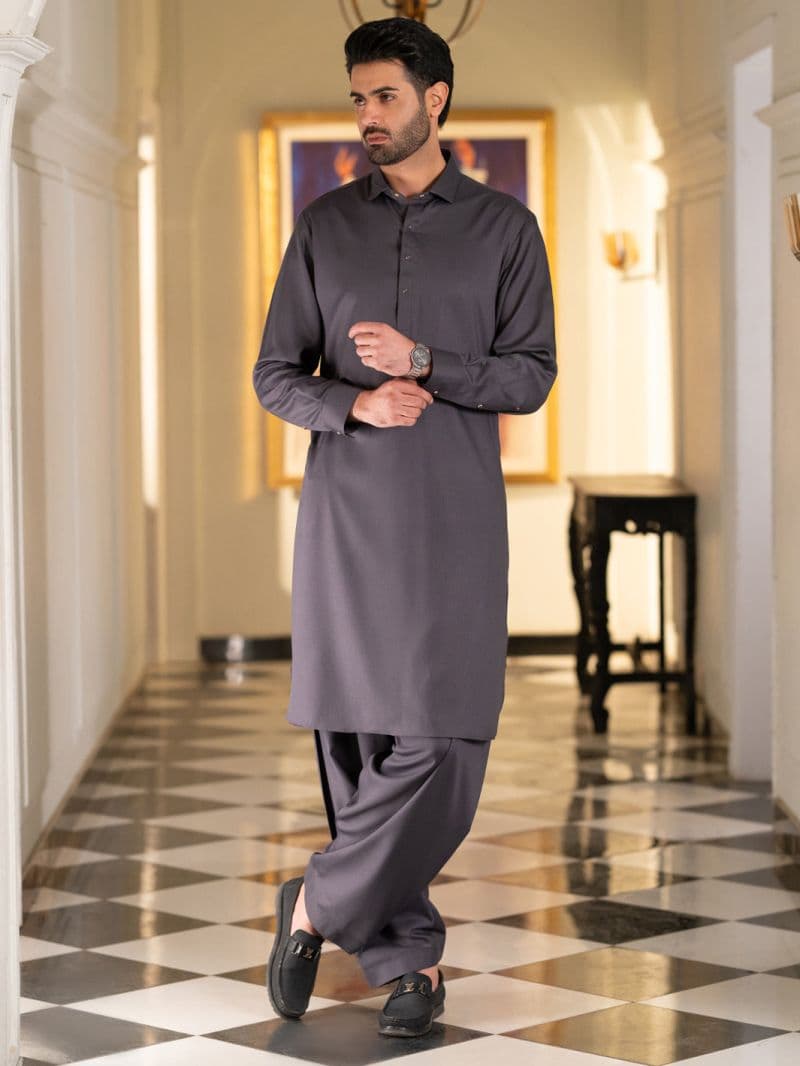 Grey Cut & Sew Kameez Shalwar thumbnail