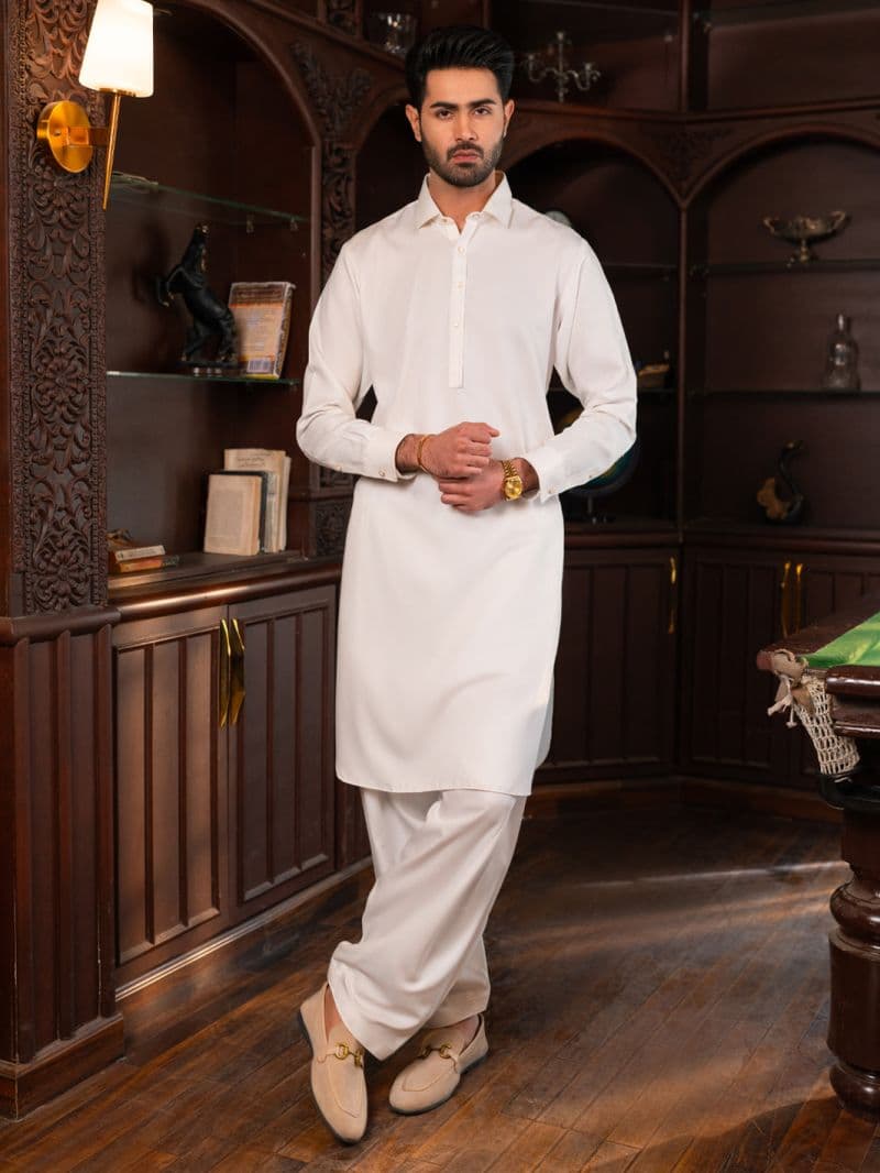 White Plain Kameez Shalwar thumbnail