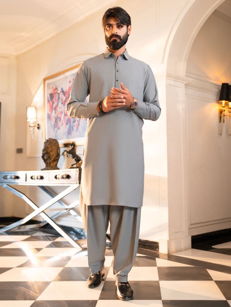Grey Cut & Sew Kameez Shalwar thumbnail
