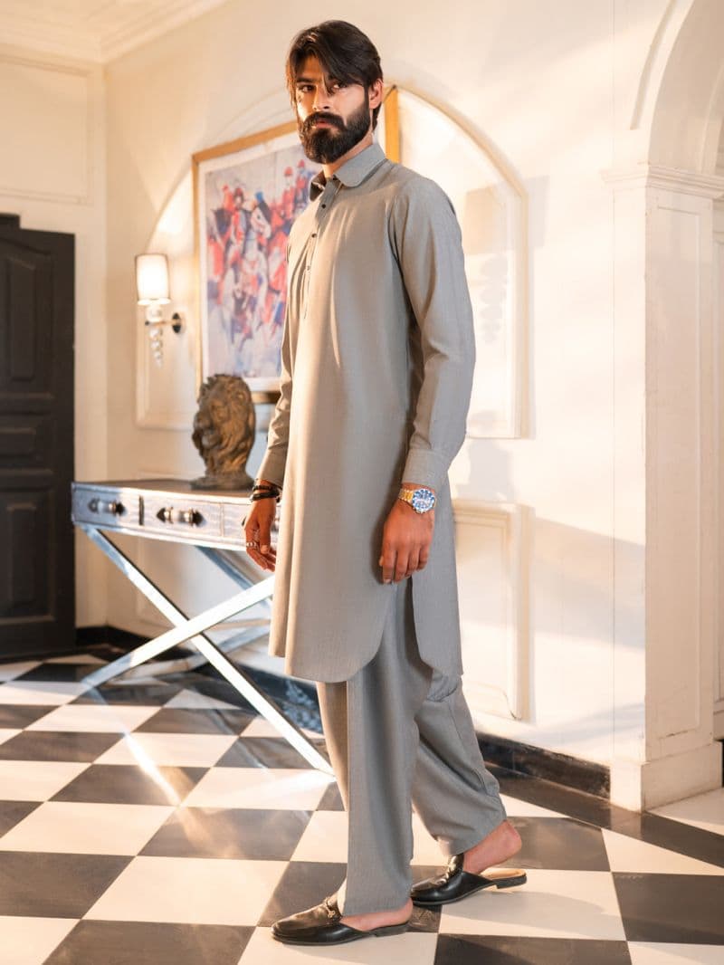 Grey Cut & Sew Kameez Shalwar thumbnail