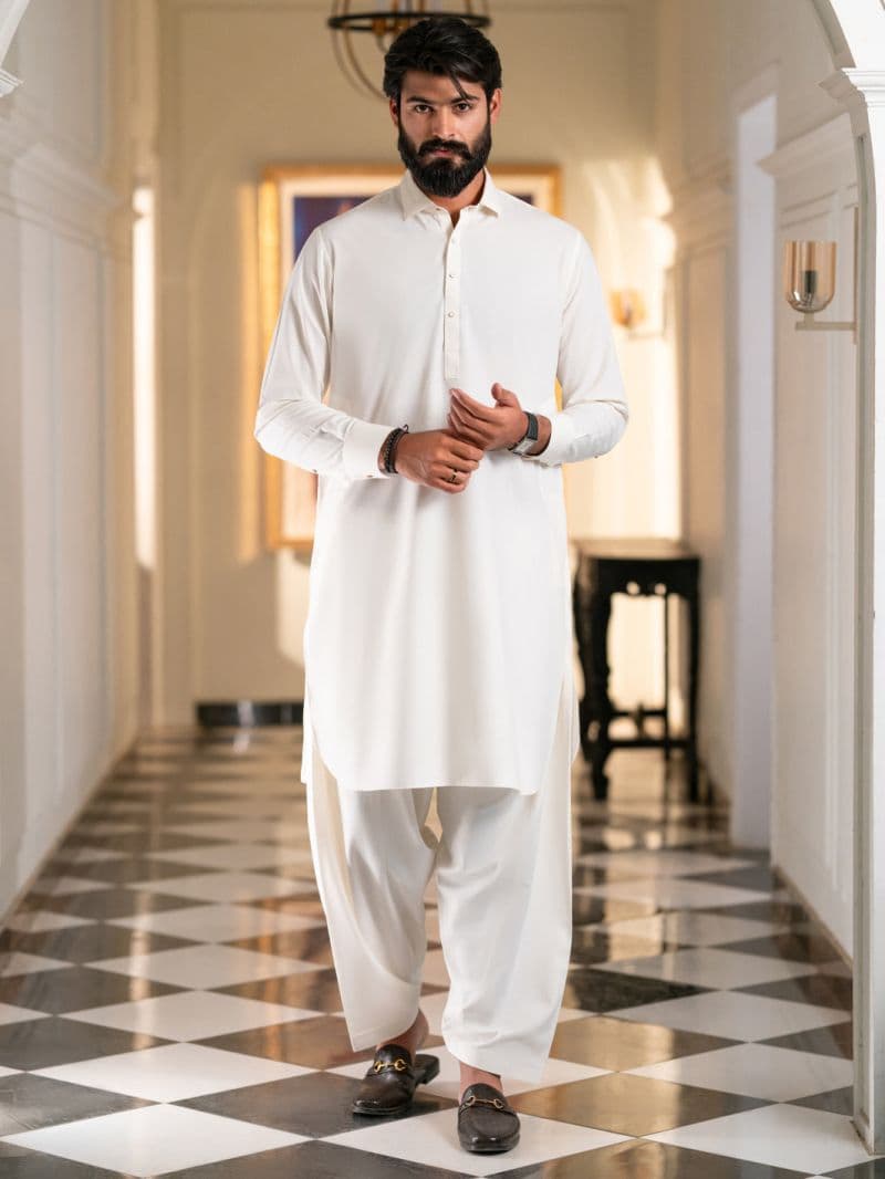White Cut & Sew Kameez Shalwar thumbnail