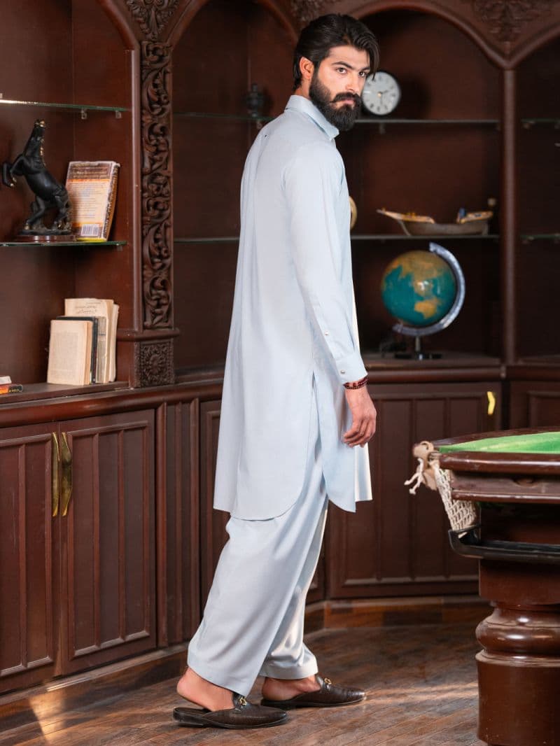 Sky Blue Cut & Sew Kameez Shalwar thumbnail
