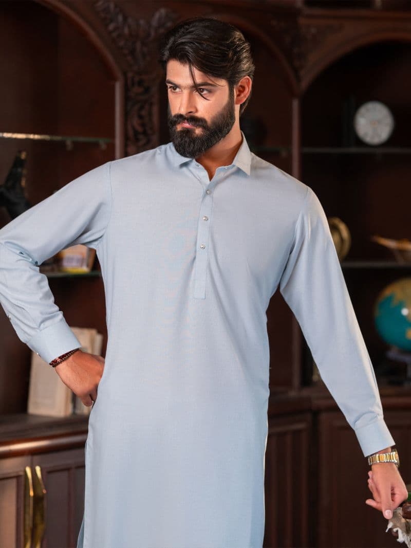 Sky Blue Cut & Sew Kameez Shalwar thumbnail